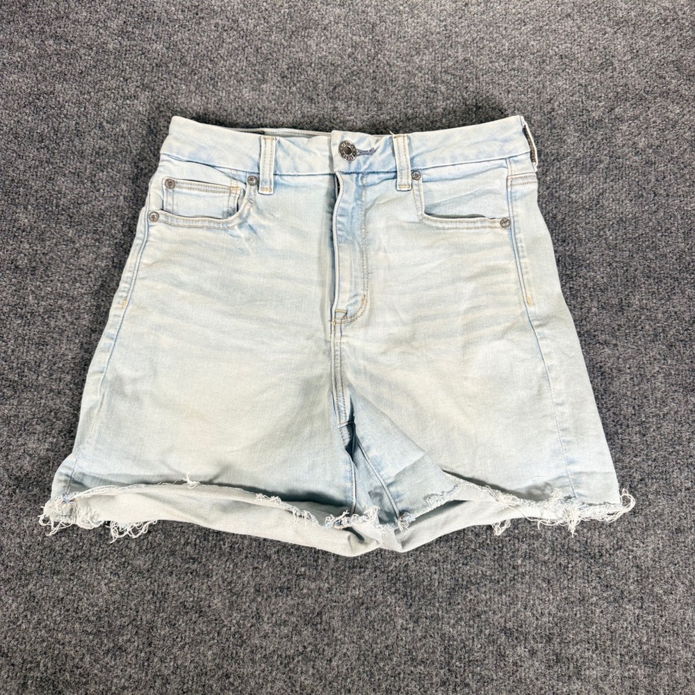 American Eagle Denim Shorts Ne(x)t Level Stretch High Waisted Raw Hem 10 Light